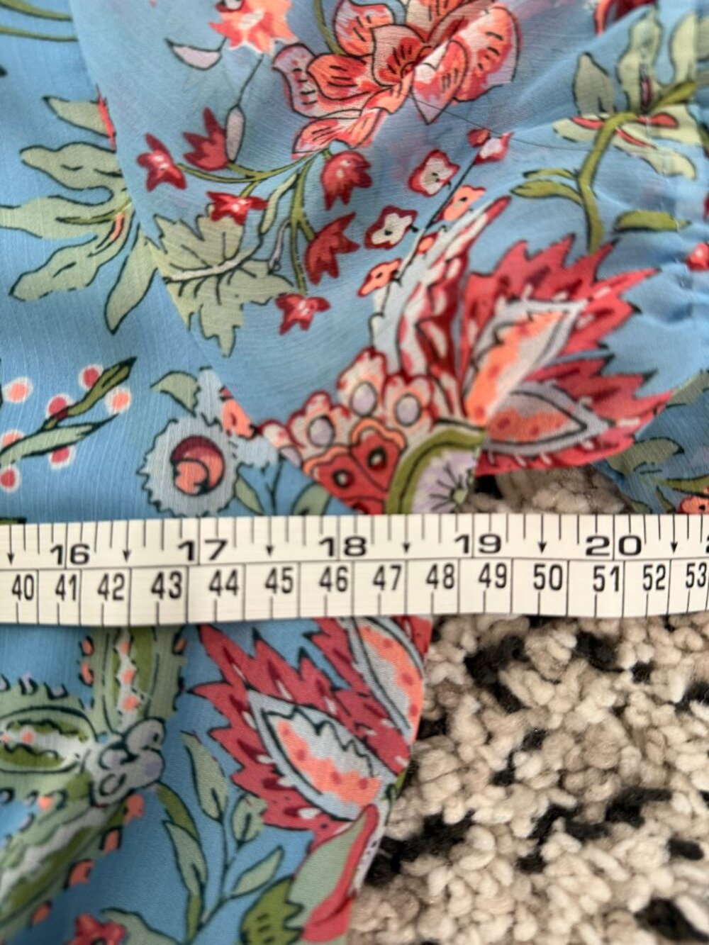 LOFT Blue Floral Tie Waist Mini Dress Boho Romantic Size S - Picture 5 of 8